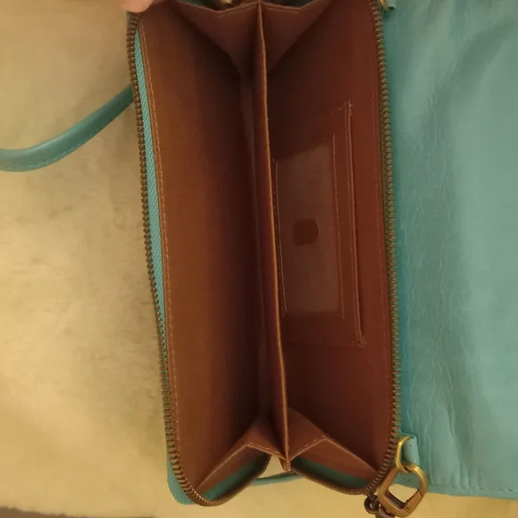 HOBO Rubie Light Aqua Leather Crossbody Bag